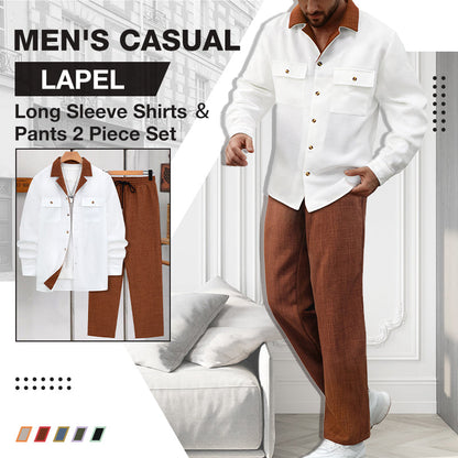 🔥Black-Friday-Mega-Angebot – 50 % Rabatt!🔥Men's Casual Lapel Long Sleeve Shirts ＆ Pants 2-Piece Set