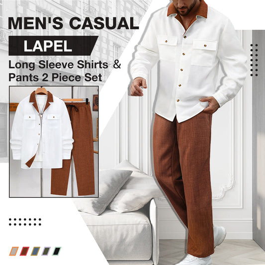🔥Black-Friday-Mega-Angebot – 50 % Rabatt!🔥Men's Casual Lapel Long Sleeve Shirts ＆ Pants 2-Piece Set