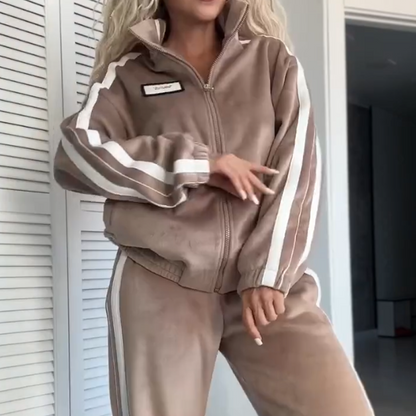 ⏳Time-Limited Special⏰Women's Color-Block Elasticated Waist Jacket ＆ Pants 2-Piece Set