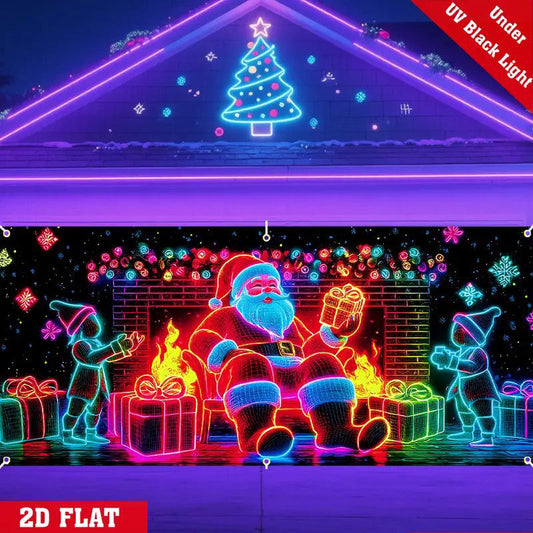 🔥Time-Limited Special🎄UV Reactive Christmas Garage Door Banner