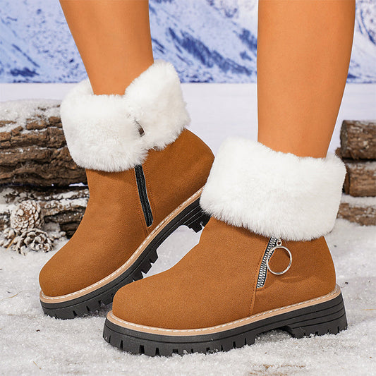 ⏳Time-Limited Special⏰Women's Faux Fur Ankle Snow Boots with Zipper