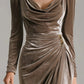 ⏳Time-Limited Special⏰Long Sleeve Cowl Neck Ruched Slit Dress