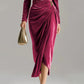 ⏳Time-Limited Special⏰Long Sleeve Cowl Neck Ruched Slit Dress
