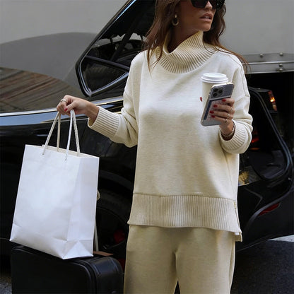 ⏳Time-Limited Special⏰High-Neck Side-Zip Sweatshirt & Pants Set