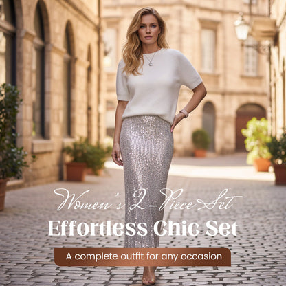 ⏳Time-Limited Special⏰Women’s Knit Top and Sequin Skirt 2-Piece Set💕