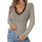 ⏳Time-Limited Special⏰Value Bundle: Lace Detail V-Neck Top for Women + Brooch