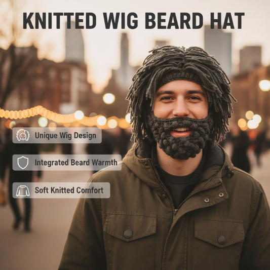 ⏳Time-Limited Special⏰Punk-style hat with an attached simple wig and knitted beard