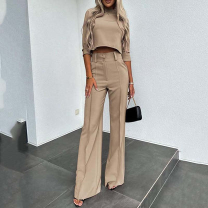 ⏳Time-Limited Special⏰Women's Elegant Crop Top & Wide-Leg Pants Set