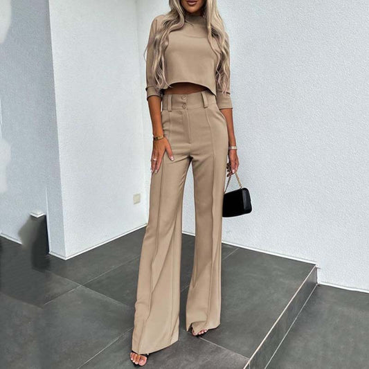 ⏳Time-Limited Special⏰Women's Elegant Crop Top & Wide-Leg Pants Set