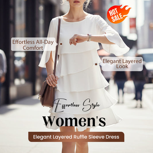 ⏳Time-Limited Special⏰Women's Elegant Layered Ruffle Sleeve Dress