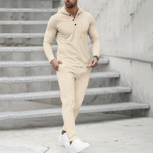 ⏳Time-Limited Special⏰Men's Solid Color Hoodie Tracksuit 2-Piece Set