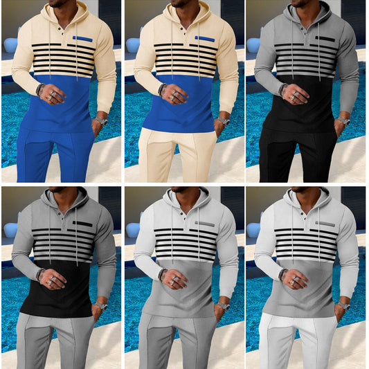 ⏳Time-Limited Special⏰Men's Color-Block Hooded Tracksuit Set