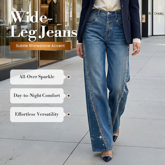 ⏳Time-Limited Special⏰Women's Rhinestone-Embellished Wide-Leg Jeans