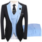 ⏳Time-Limited Special⏰Modern Contrast Color Wedding Suit – 3-Piece Slim-Fit Set in Bold Black & Light Blue (8 Colors!) 👔✨
