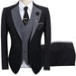⏳Time-Limited Special⏰Modern Contrast Color Wedding Suit – 3-Piece Slim-Fit Set in Bold Black & Light Blue (8 Colors!) 👔✨