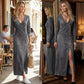 ⏳Time-Limited Special⏰ Women's Long Sleeve V-Neck Maxi Dress – Soft Fabric, Bodycon Fit & Elegant High Slit 💫💃