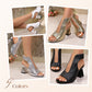 ⏳Time-Limited Special⏰Women's Elegant Peep-Toe Heeled Sandals – Woven Texture, Stable Block Heel & Breathable Open-Toe Design 👠✨