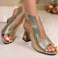 ⏳Time-Limited Special⏰Women's Elegant Peep-Toe Heeled Sandals – Woven Texture, Stable Block Heel & Breathable Open-Toe Design 👠✨