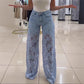 ⏳Time-Limited Special⏰Fashion Lace Patchwork Denim Jeans