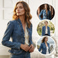 ⏳Time-Limited Special⏰Women's Ruffle Trim Open-Front Denim Jacket – Lightweight, feminine & versatile – chic for any outfit 👗