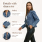 ⏳Time-Limited Special⏰Women's Ruffle Trim Open-Front Denim Jacket – Lightweight, feminine & versatile – chic for any outfit 👗