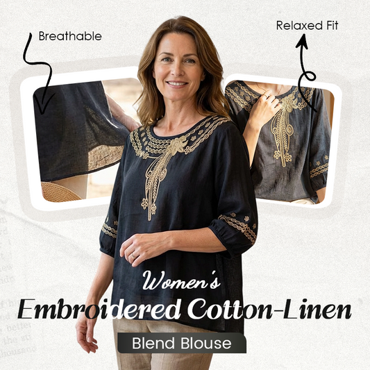 ⏳Time-Limited Special⏰Women's Embroidered Cotton-Linen Blend Blouse