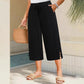⏳Time-Limited Special⏰Ribbed Wide-Leg Capri Pants – Elastic Drawstring Waist, Side Pockets & Slit Hem (Army Green/Navy/Black | 1XL–5XL) 👖🌿