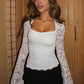 ⏳Time-Limited Special⏰Women's Solid Color T-Shirt with Floral Lace, Split Ruffles and Sheer Sleeves