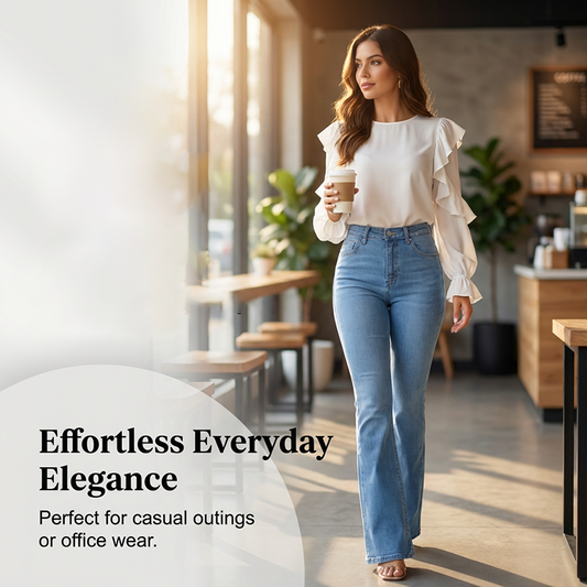 ⏳Time-Limited Special⏰Women's High-Waist Stretch Flare Jeans – Peach Lift, 4-Way Stretch & Leg-Lengthening Silhouette