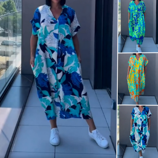 ⏳Time-Limited Special⏰Women's Casual Elegant Printed V-Neck Dress💡Designed in the USA💡