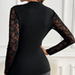 ⏳Time-Limited Special⏰Women's Mock Neck Long Sleeve Top with Lace Panels – Slim-Fit, Elegant & Perfect for Day-to-Night Styling ✨🖤