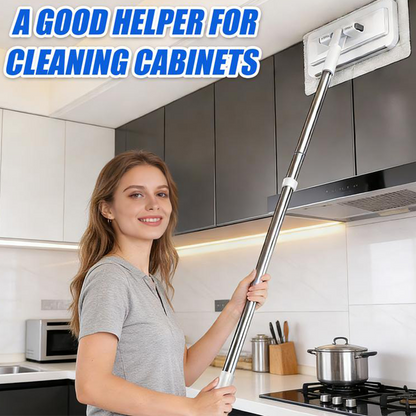 ⏳Time-Limited Special⏰Careluxpro Telescopic Flat Dust Mop – Hands-Free Cloth Clamping, 358 Shark-Tooth Grip & Adjustable Stainless Steel Pole – Deep-Clean Ceilings, Walls & Floors 🏠