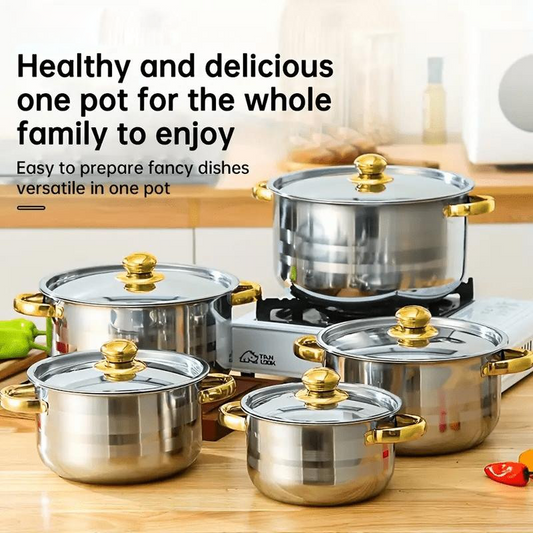 ⏳Time-Limited Special⏰5-Piece Stainless Steel Cookware Set with Glass Lids