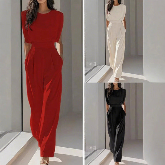 ⏳Time-Limited Special⏰Solid Color Wide-Legged Jumpsuit – Elegant, Comfy & Versatile for Any Occasion 🏖️💼