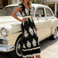 ⏳Time-Limited Special⏰Women's V-Neck Baroque Print Flowy Maxi Dress