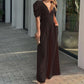 ⏳Time-Limited Special⏰Women's Deep V-Neck Wide Leg Jumpsuit – High Waist, Flowy Style & Soft Fabric ✨