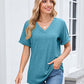 ⏳Time-Limited Special⏰Women's V-Neck Short Sleeve Casual T-Shirt – Classic V-Neck, Soft Polyester & Rolled Cuffs ✨