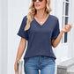 ⏳Time-Limited Special⏰Women's V-Neck Short Sleeve Casual T-Shirt – Classic V-Neck, Soft Polyester & Rolled Cuffs ✨