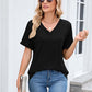 ⏳Time-Limited Special⏰Women's V-Neck Short Sleeve Casual T-Shirt – Classic V-Neck, Soft Polyester & Rolled Cuffs ✨