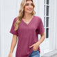 ⏳Time-Limited Special⏰Women's V-Neck Short Sleeve Casual T-Shirt – Classic V-Neck, Soft Polyester & Rolled Cuffs ✨