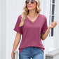 ⏳Time-Limited Special⏰Women's V-Neck Short Sleeve Casual T-Shirt – Classic V-Neck, Soft Polyester & Rolled Cuffs ✨