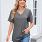 ⏳Time-Limited Special⏰Women's V-Neck Short Sleeve Casual T-Shirt – Classic V-Neck, Soft Polyester & Rolled Cuffs ✨