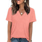 ⏳Time-Limited Special⏰Women's V-Neck Short Sleeve Casual T-Shirt – Classic V-Neck, Soft Polyester & Rolled Cuffs ✨