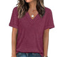 ⏳Time-Limited Special⏰Women's V-Neck Short Sleeve Casual T-Shirt – Classic V-Neck, Soft Polyester & Rolled Cuffs ✨