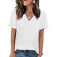 ⏳Time-Limited Special⏰Women's V-Neck Short Sleeve Casual T-Shirt – Classic V-Neck, Soft Polyester & Rolled Cuffs ✨