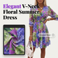 ⏳Time-Limited Special⏰Floral V-Neck A-Line Dress – Smocked Waist, Ruffled Hem, Summer Ready 🌸