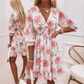 ⏳Time-Limited Special⏰Floral V-Neck A-Line Dress – Smocked Waist, Ruffled Hem, Summer Ready 🌸