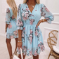 ⏳Time-Limited Special⏰Floral V-Neck A-Line Dress – Smocked Waist, Ruffled Hem, Summer Ready 🌸