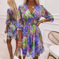 ⏳Time-Limited Special⏰Floral V-Neck A-Line Dress – Smocked Waist, Ruffled Hem, Summer Ready 🌸