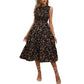 ⏳Time-Limited Special⏰Women’s Sleeveless Floral Print Casual Dress – Smocked Bodice, Tiered Skirt, Midi Length ✨